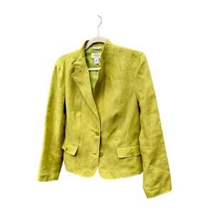 Talbots Green Irish Linen Lined Blazer Jacket office pockets Women’s 10P EUC